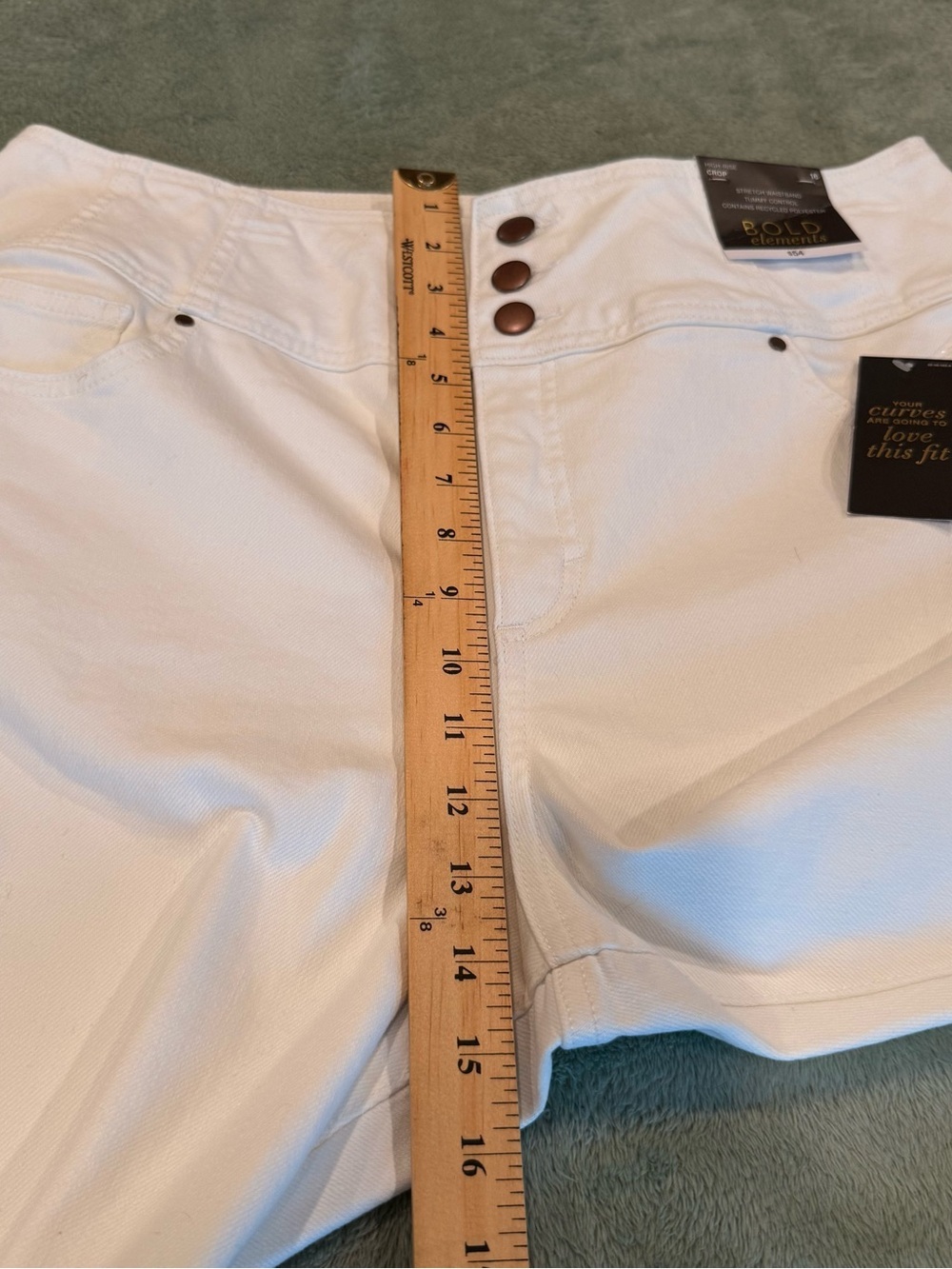 Bold Elements Womens Size 16 White High Rise Crop Flare Jeans NWT - Picture 10 of 14
